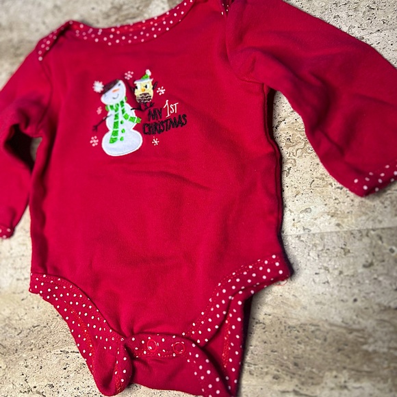 Baby Gear 3-6 Months Onesie 1st Christmas Snowman Owl Long sleeve red shirt - Picture 4 of 6